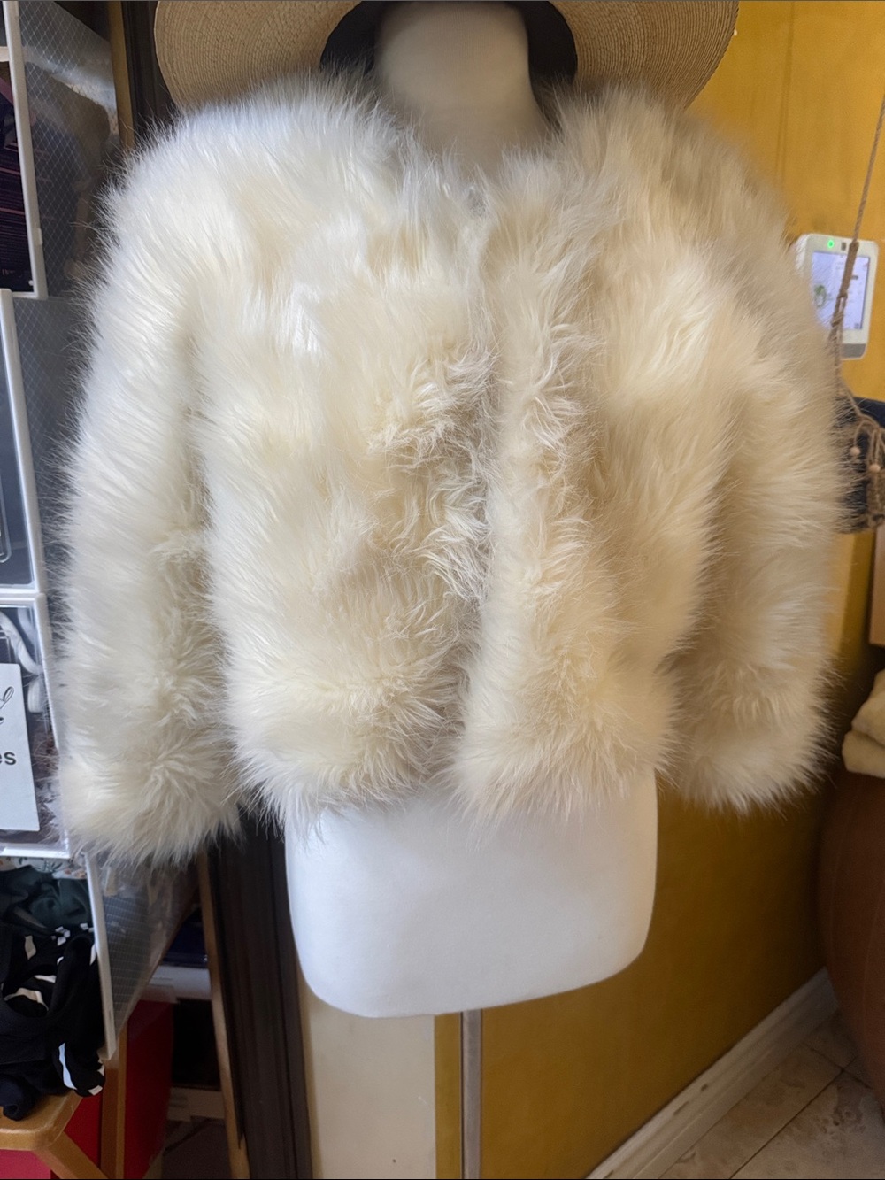 Women's Cream Teddy Jacket Plush Faux Fur Coat